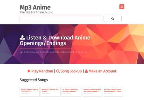 Free anime mp3 music search & download or Listen. Top anime openings & endings free for streaming and download. Anime songs in mp3, Make playlists and share.